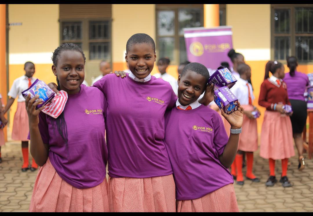Students with sanitary products